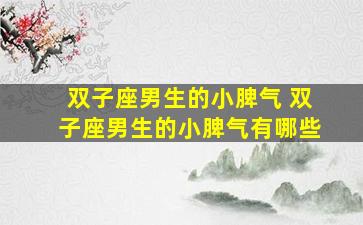 双子座男生的小脾气 双子座男生的小脾气有哪些